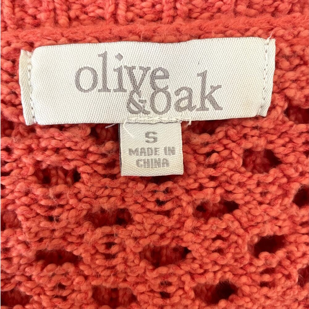 Olive & Oak Women Sweater S Orange Open Knit Beachy Coastal‎ Boho Cottage Chic - Picture 2 of 10